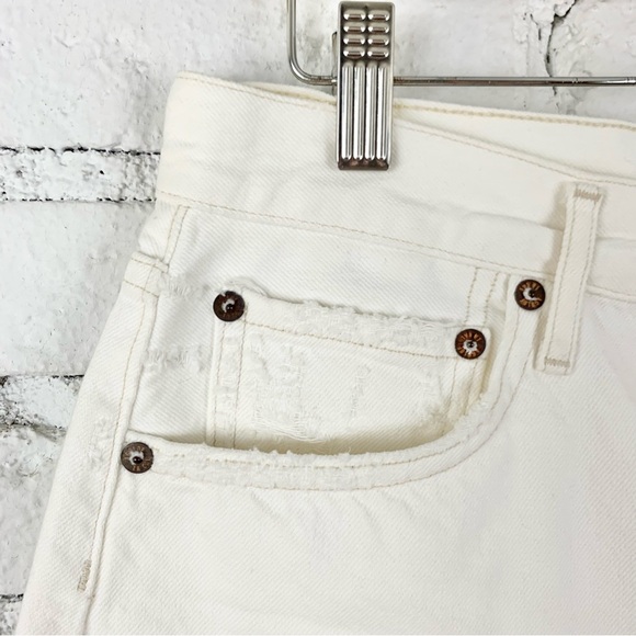 Agolde Parker White Cutoff Shorts Button Fly Denim Jean Shorts 26 - Picture 6 of 15